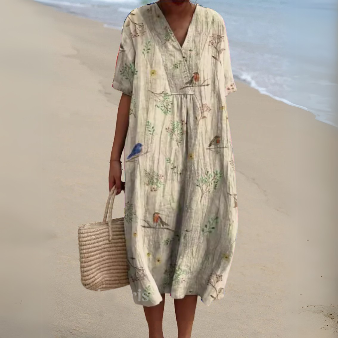 Claire | Robe d’été fleurie à encolure en V élégante