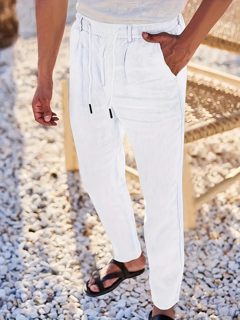 Lenoir™ | Pantalon ample en lin avec cordon de serrage