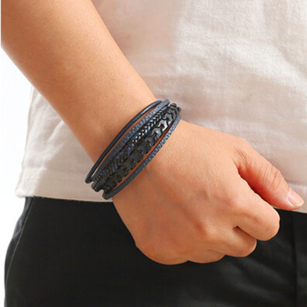 Lenoir™ | Bracelet viking en cuir tressé