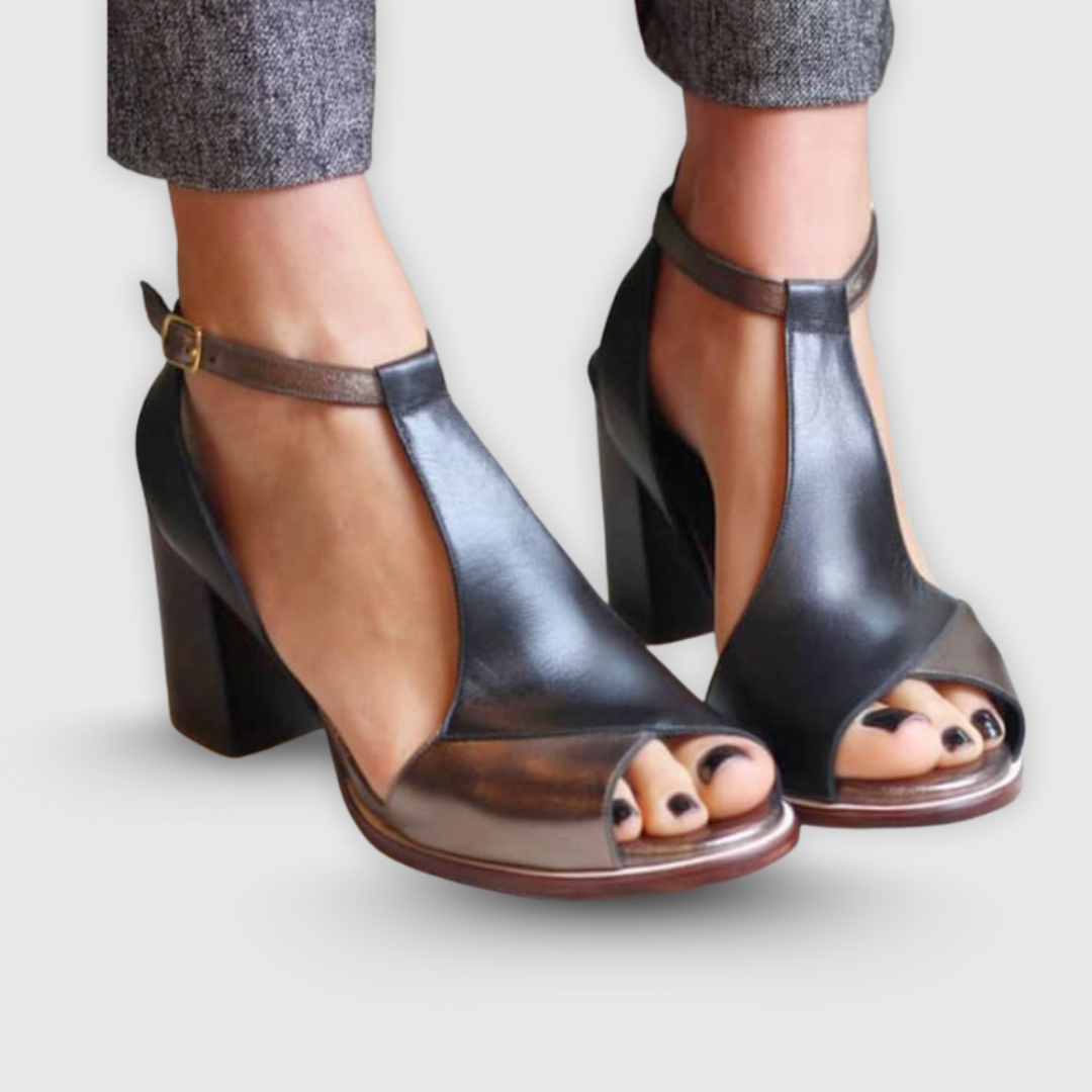 Lenoir™ | Sandale à Talon Bloqué et Patchwork