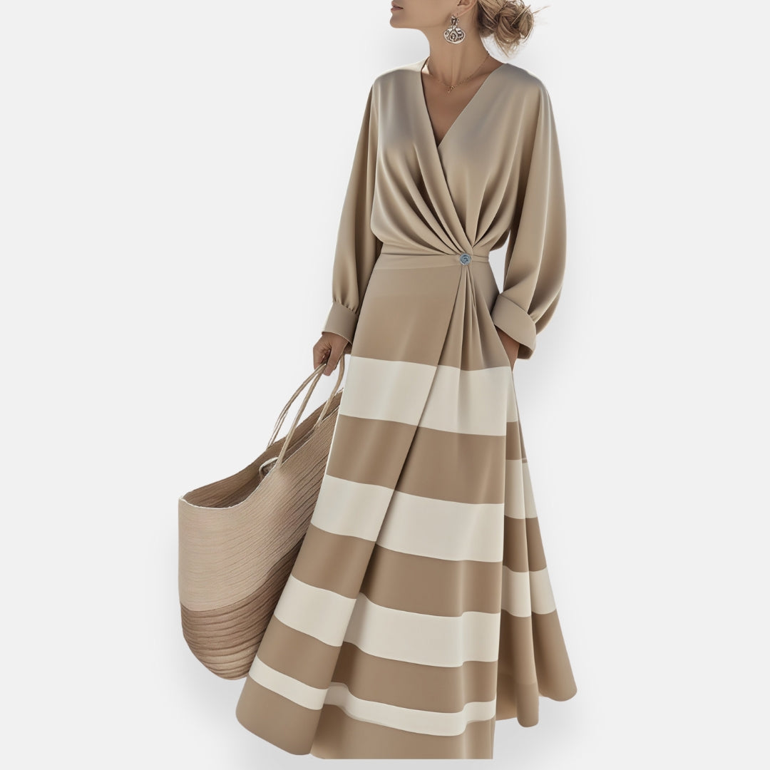 Lenoir™ | Robe à rayures et nœud drapé