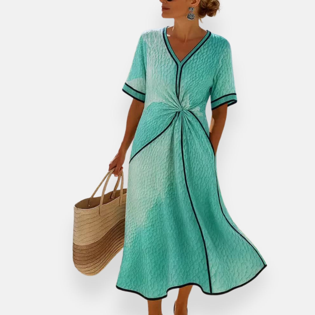 Lenoir™ | Robe à nœud et liserés