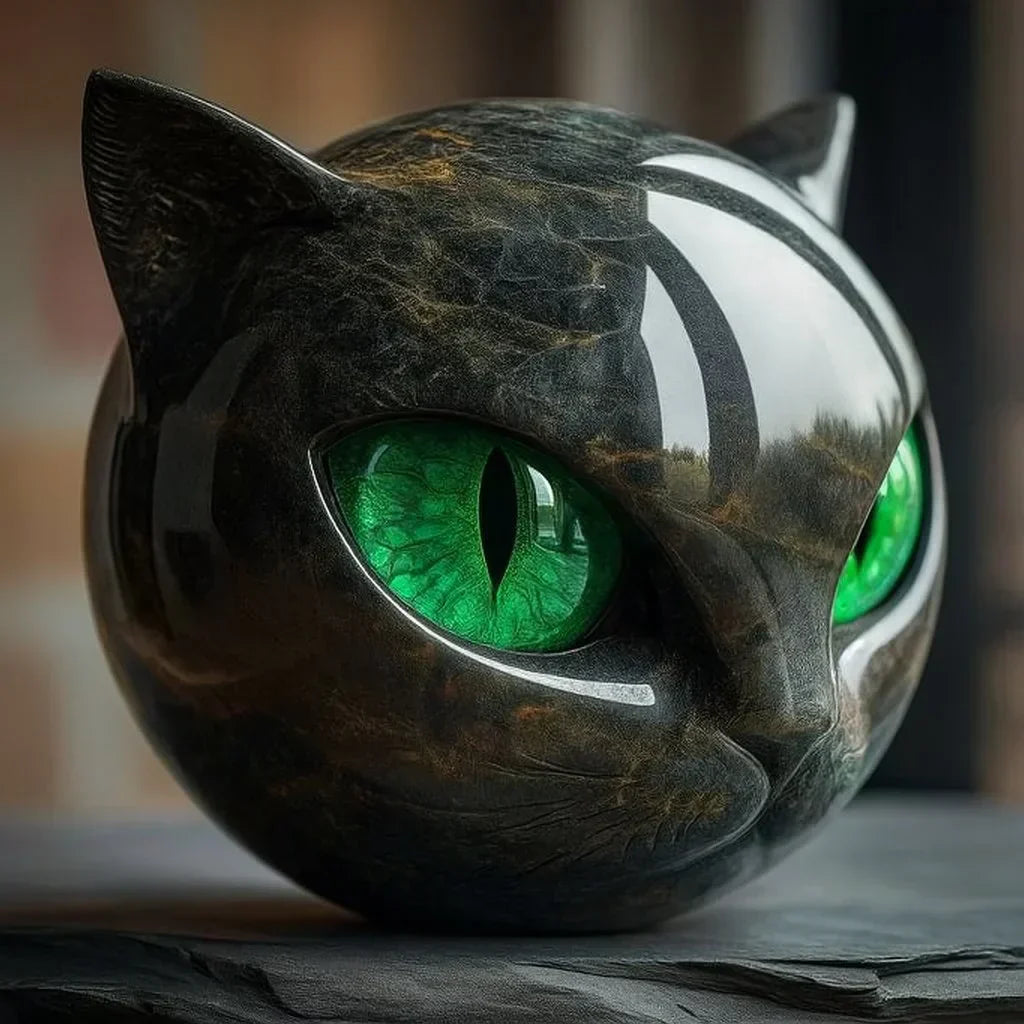 Lenoir™ | Sculpture de tête de chat noire