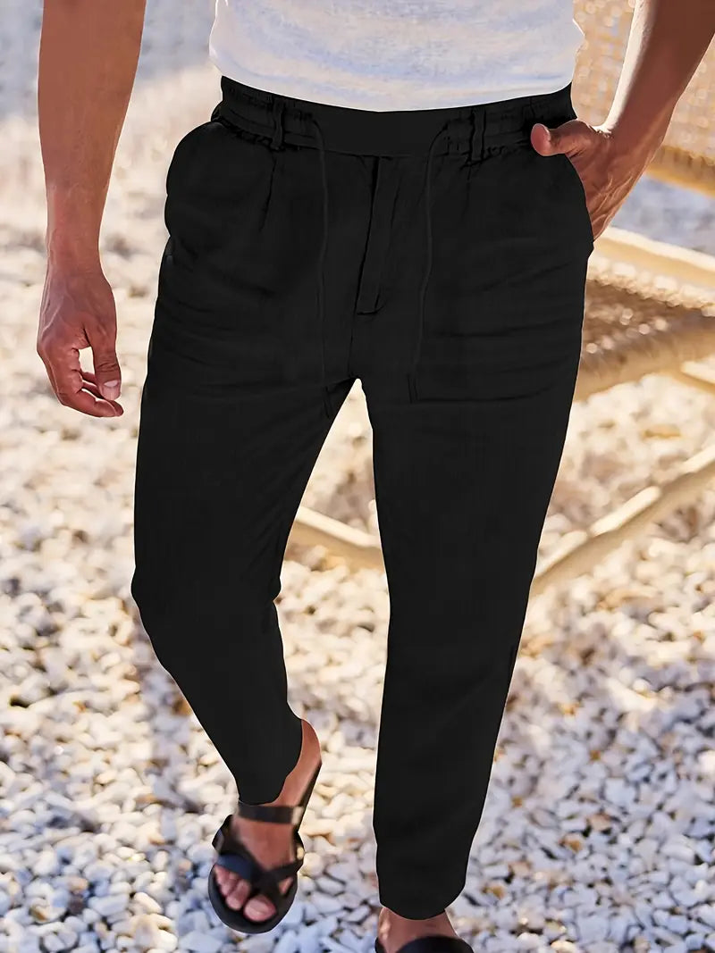 Lenoir™ | Pantalon ample en lin avec cordon de serrage