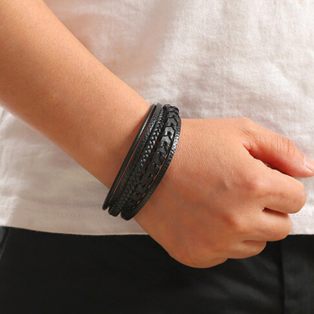 Lenoir™ | Bracelet viking en cuir tressé