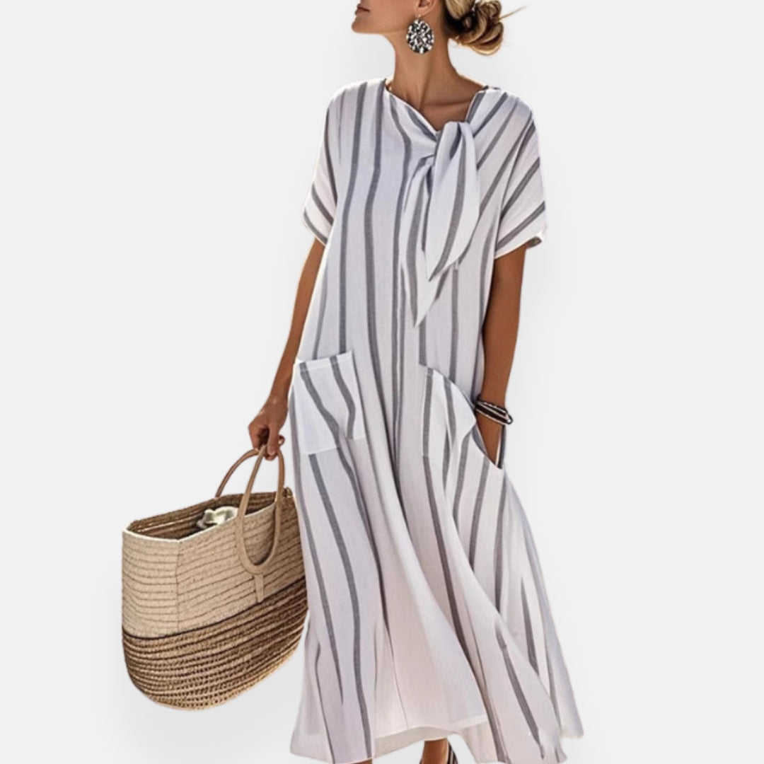 Lenoir™ | Robe ample à rayures et col nœud