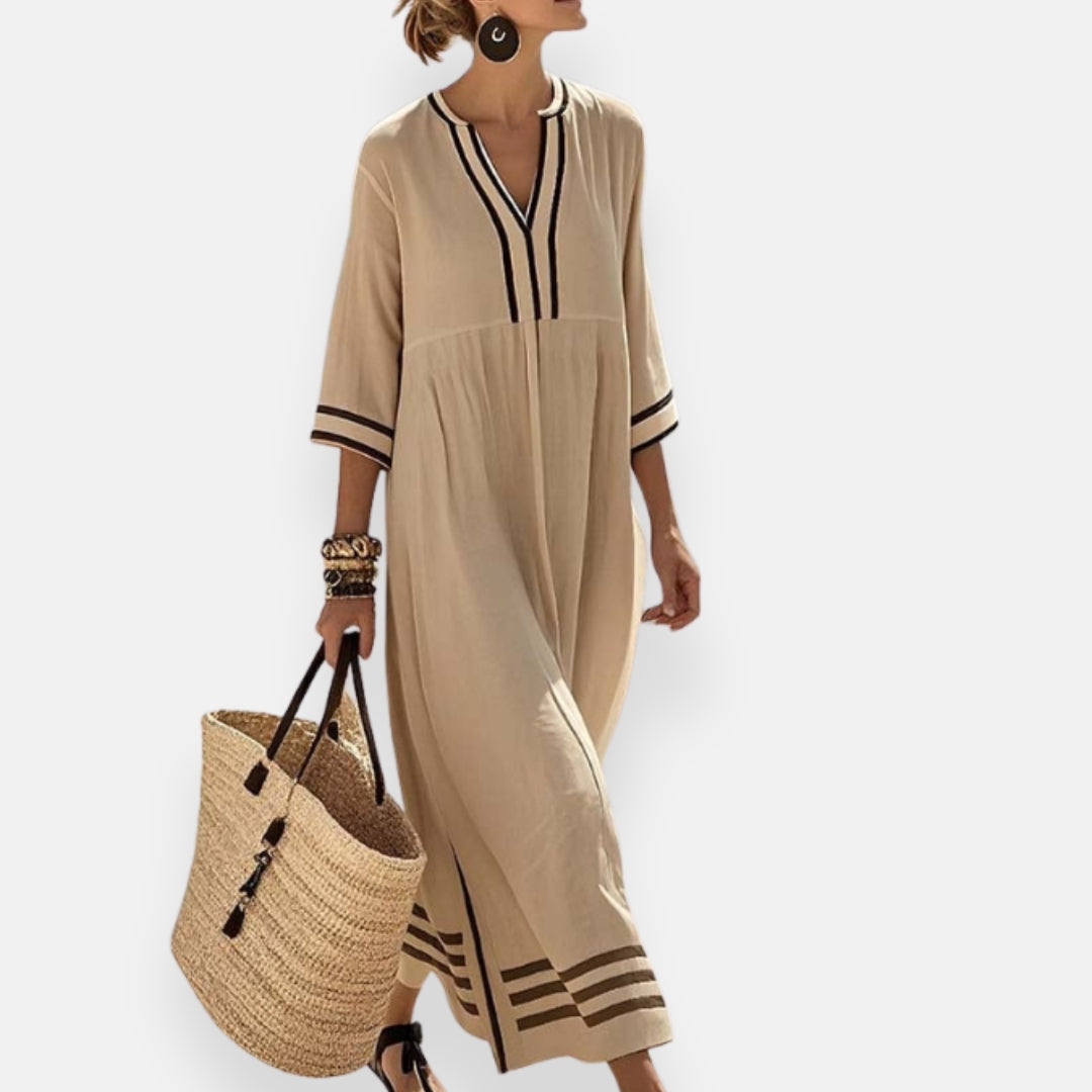 Lenoir™ | Robe longue à rayures contrastées