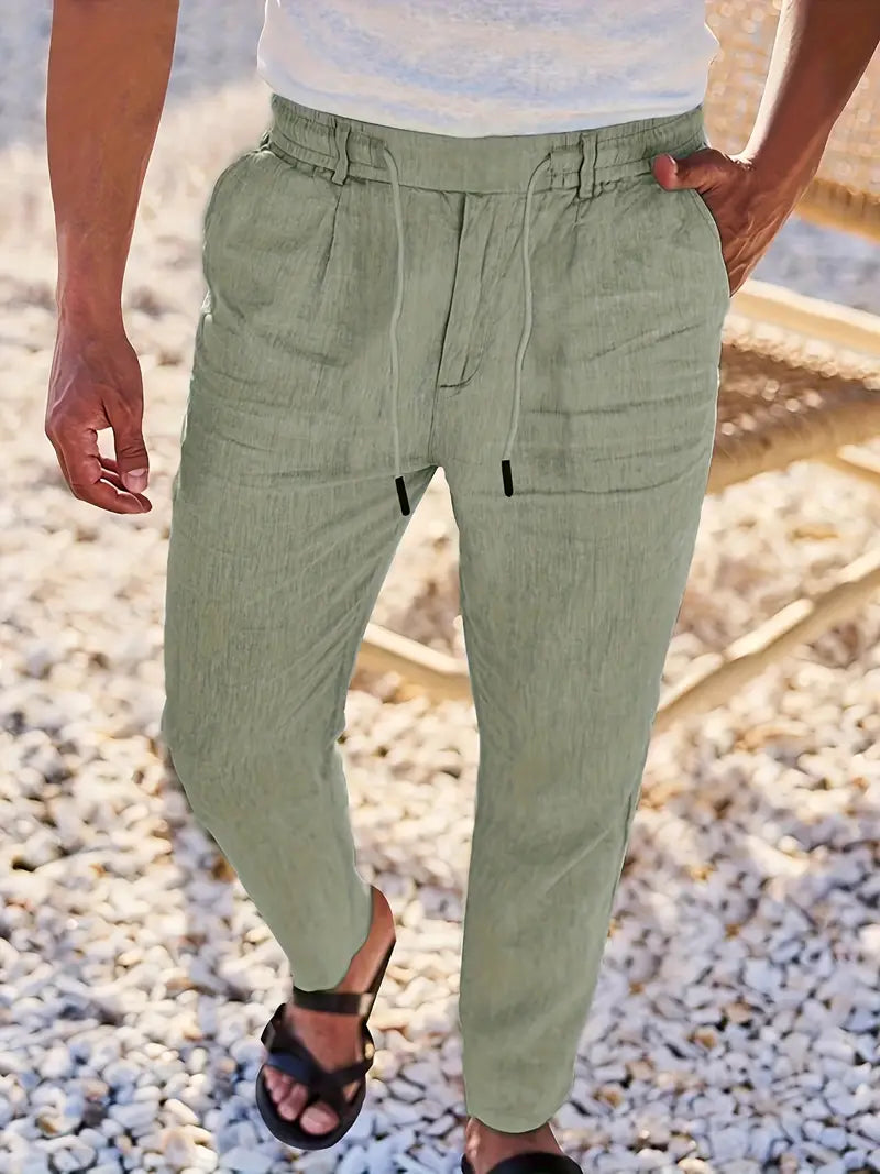 Lenoir™ | Pantalon ample en lin avec cordon de serrage