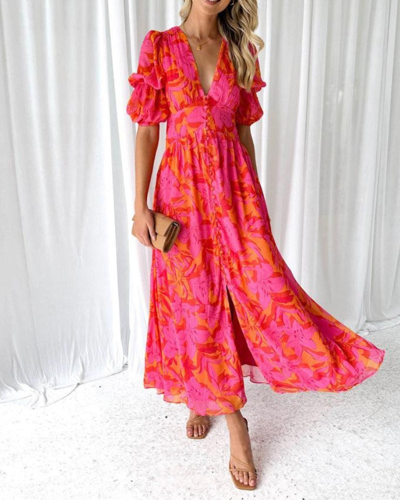 Lenoir™ | ROBE MAXI ROUGE ROSE