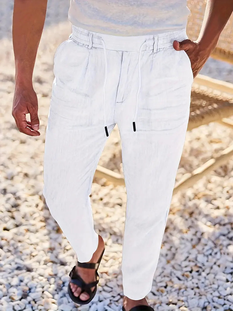 Lenoir™ | Pantalon ample en lin avec cordon de serrage