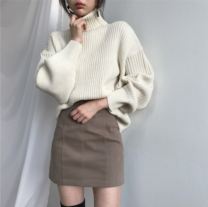 Lenoir™ | Luxe Pull à col roulé et à manches ballon