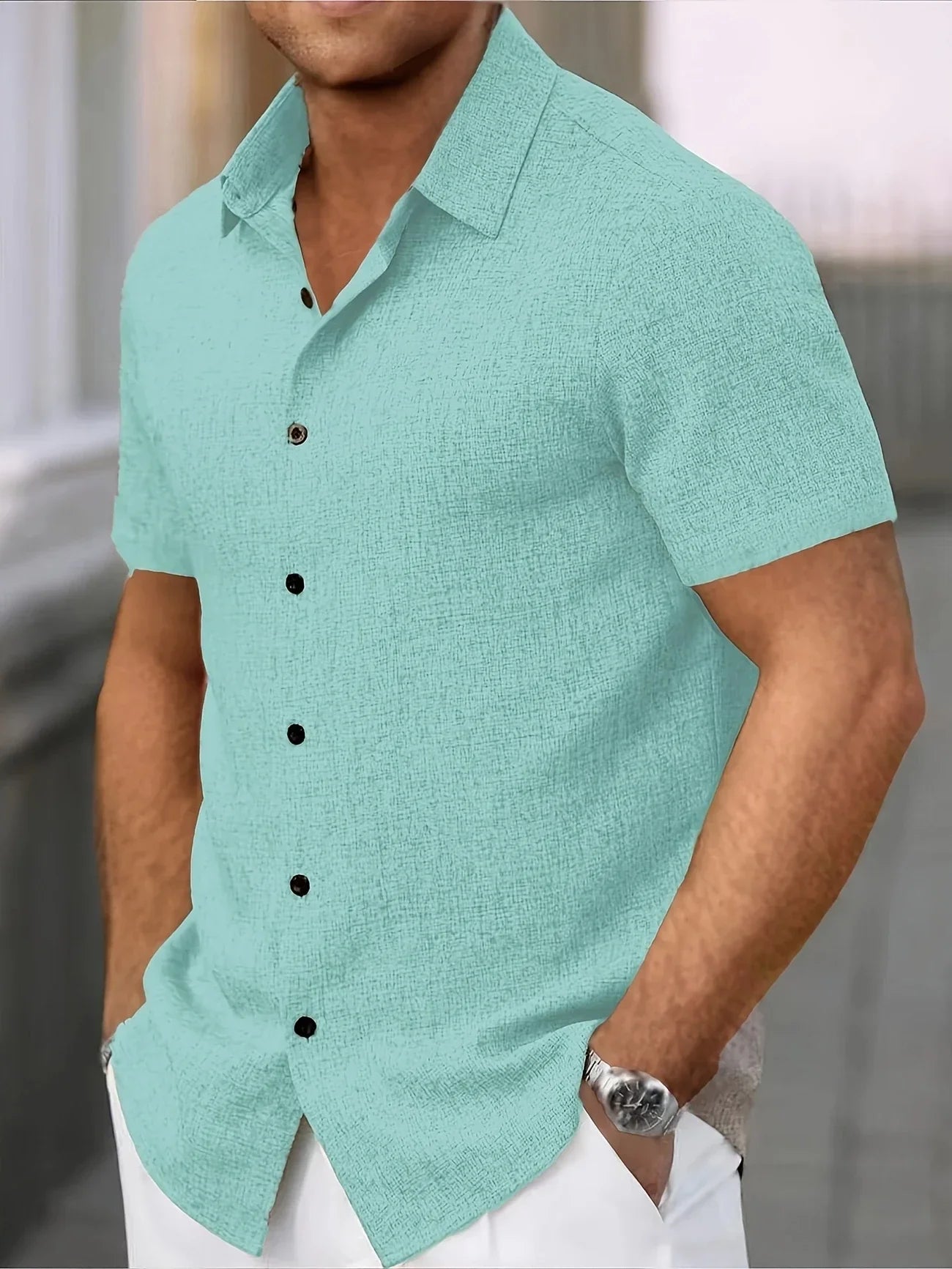Lenoir™ | Chemise légère à manches courtes en mélange de lin