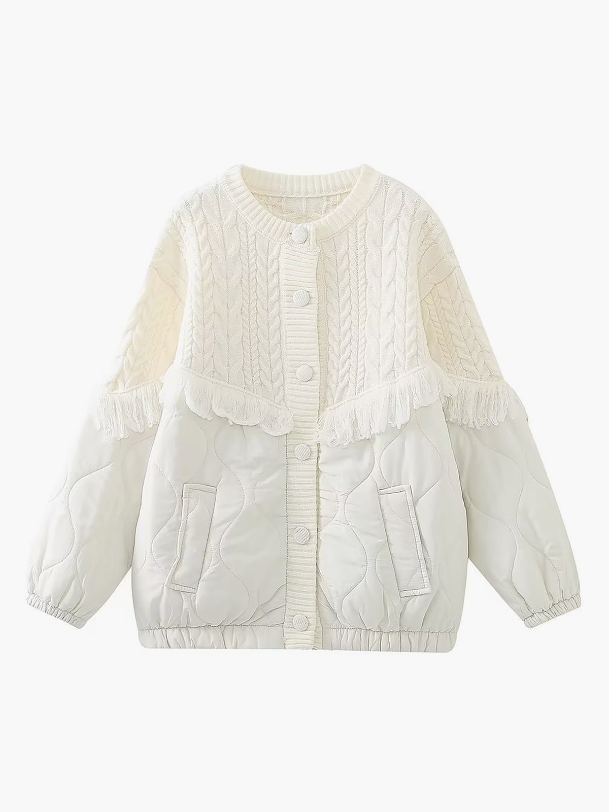 Lenoir™ | Veste matelassée en tricot torsadé patchwork