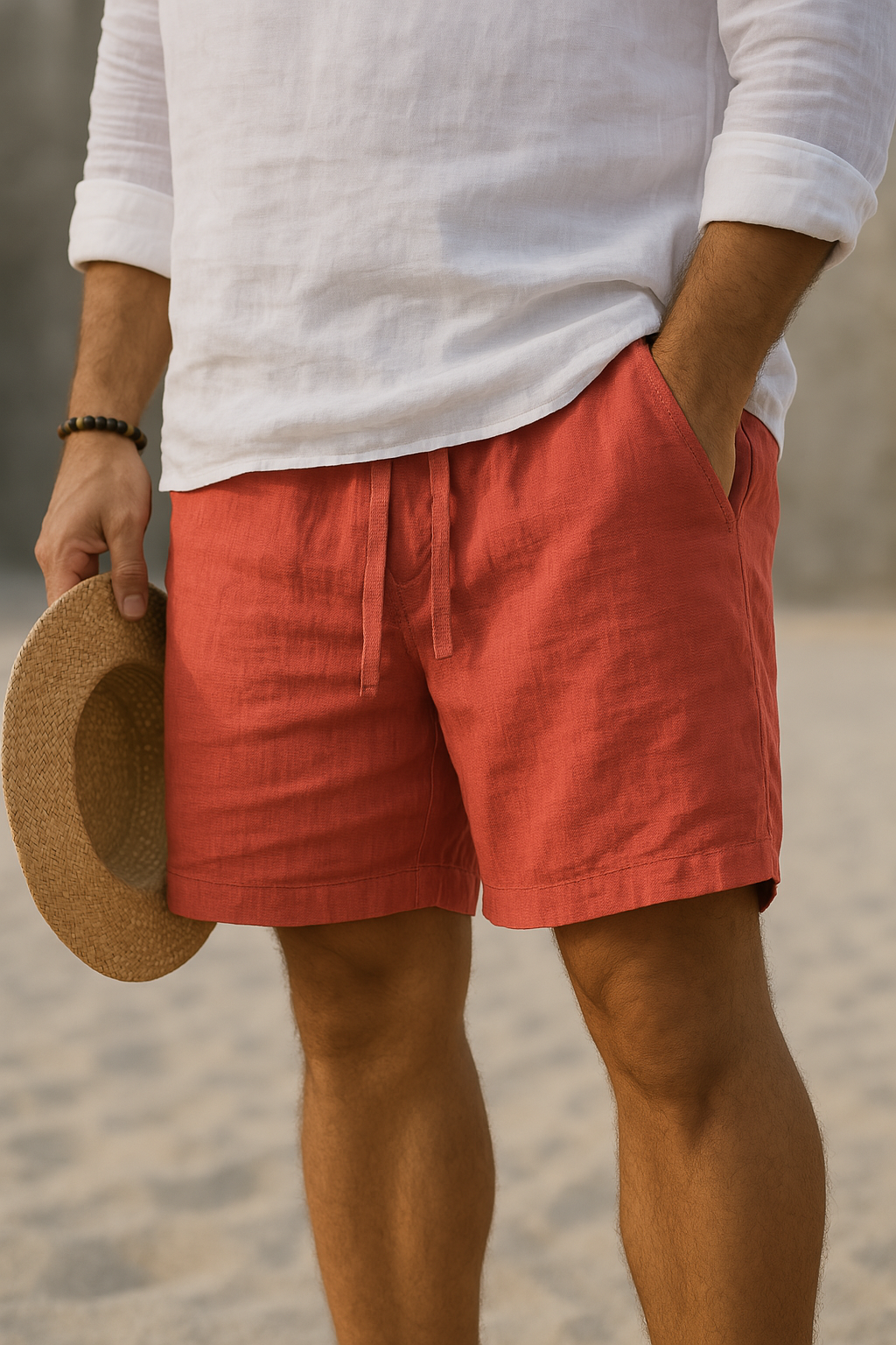Lenoir™ | Short élégant en lin à taille élastique