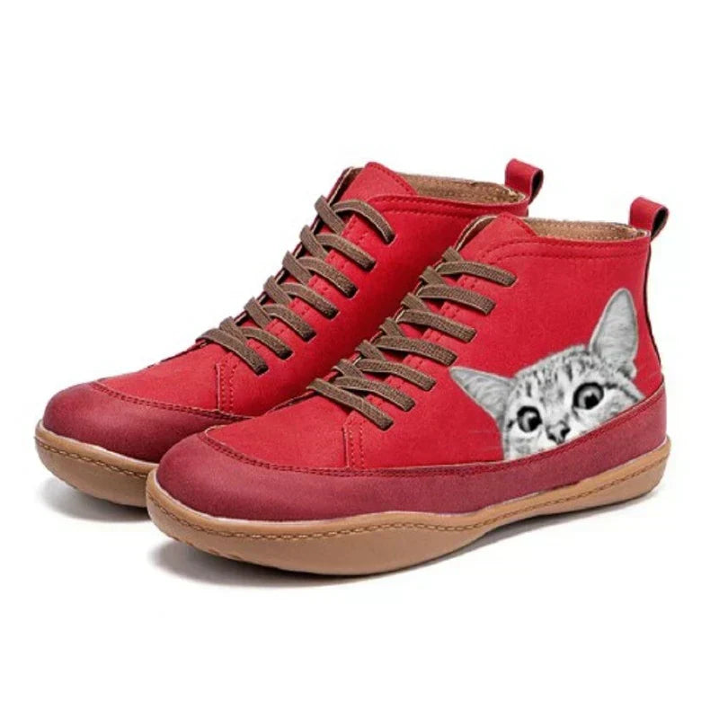 Lenoir™ | Bottines en cuir à motif chat