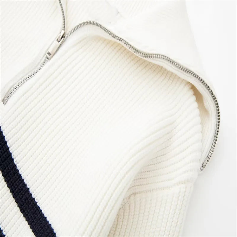 Lenoir™ | Pull zippé rayé
