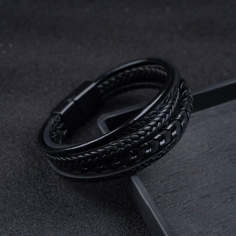 Lenoir™ | Bracelet viking en cuir tressé