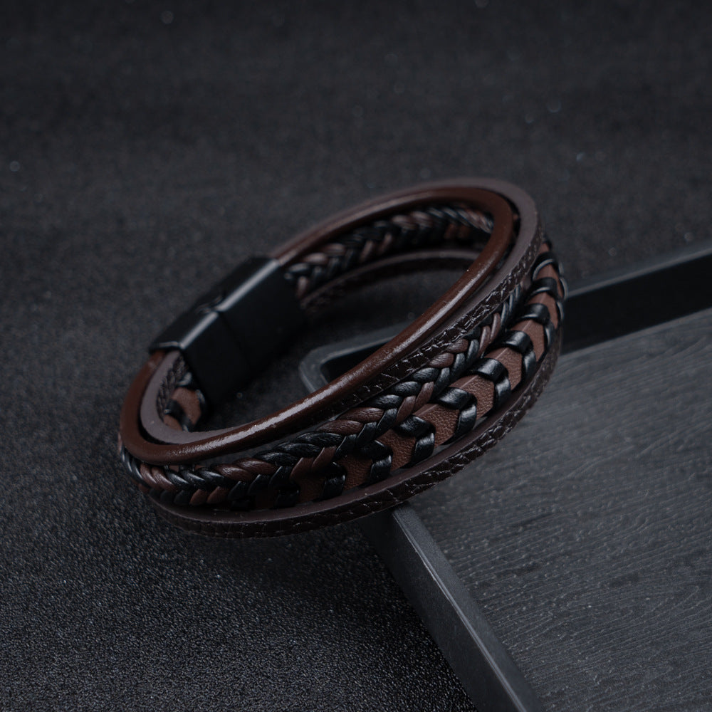 Lenoir™ | Bracelet viking en cuir tressé