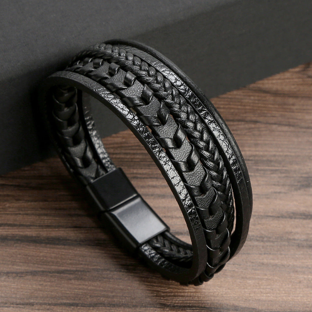 Lenoir™ | Bracelet viking en cuir tressé