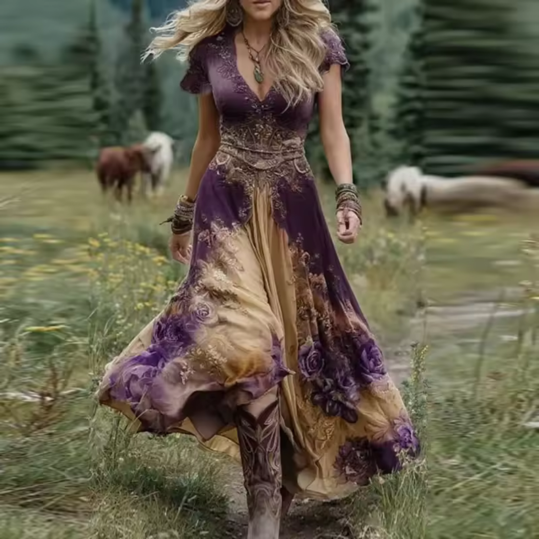 Lenoir™ | Robe fluide ajustée à motifs floraux