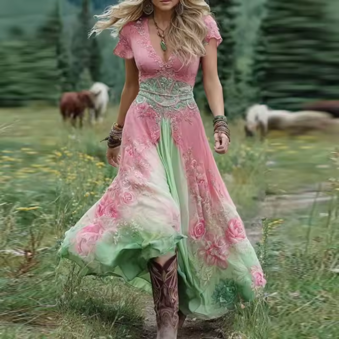 Lenoir™ | Robe fluide ajustée à motifs floraux