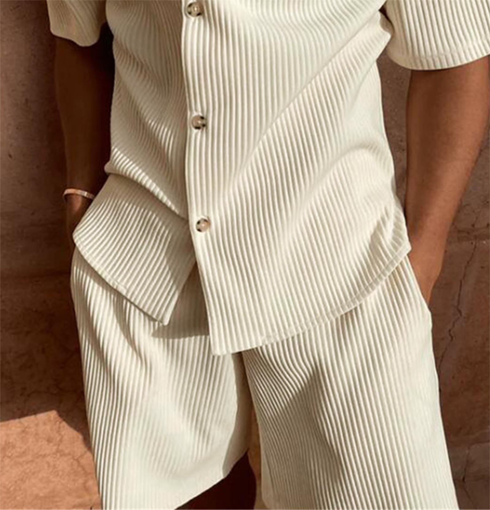 Lenoir™ | Ensemble chemise en corde à manches courtes et pantalon court