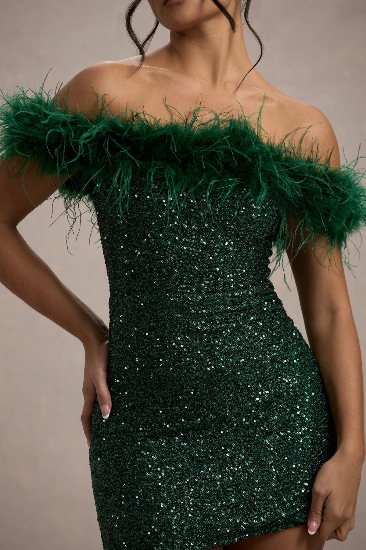 Lenoir™ | Robe à pailettes avec plumes