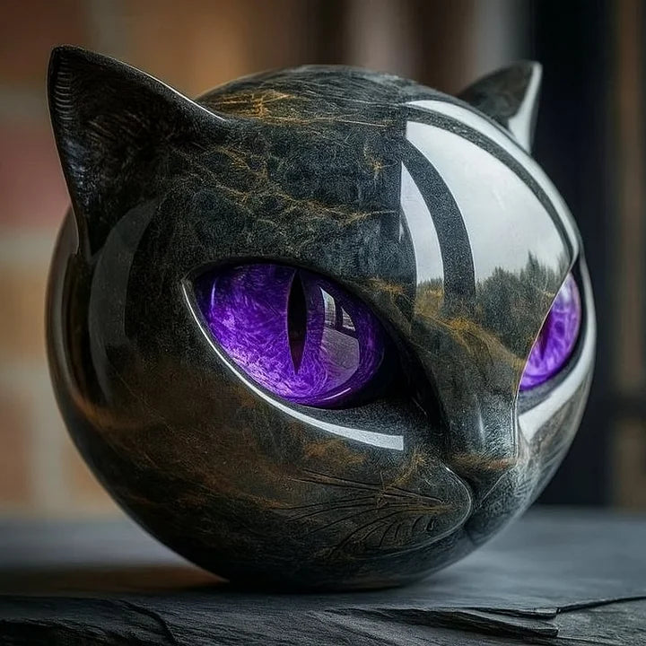 Lenoir™ | Sculpture de tête de chat noire