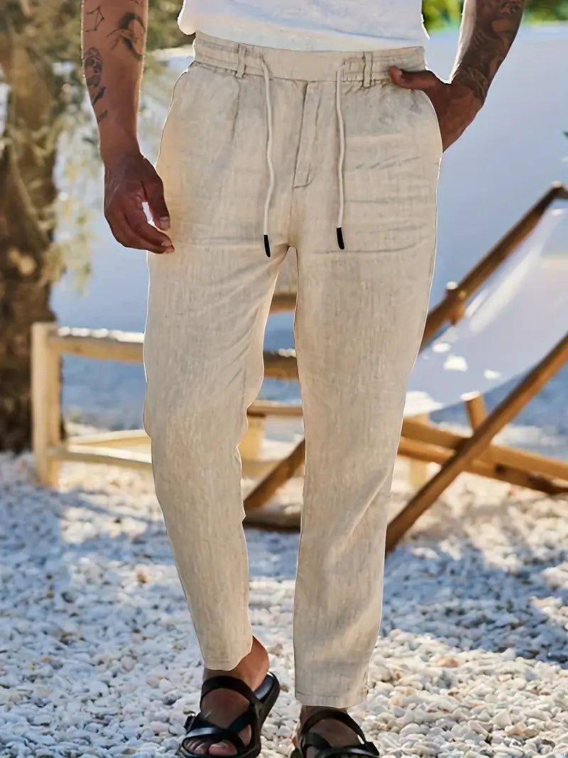 Lenoir™ | Pantalon ample en lin avec cordon de serrage
