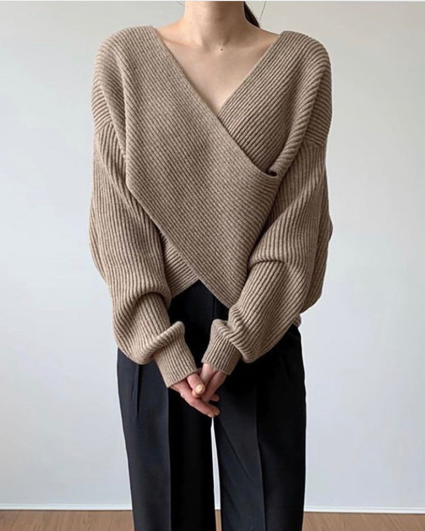 Lenoir™ | Pull en tricot croisé chic