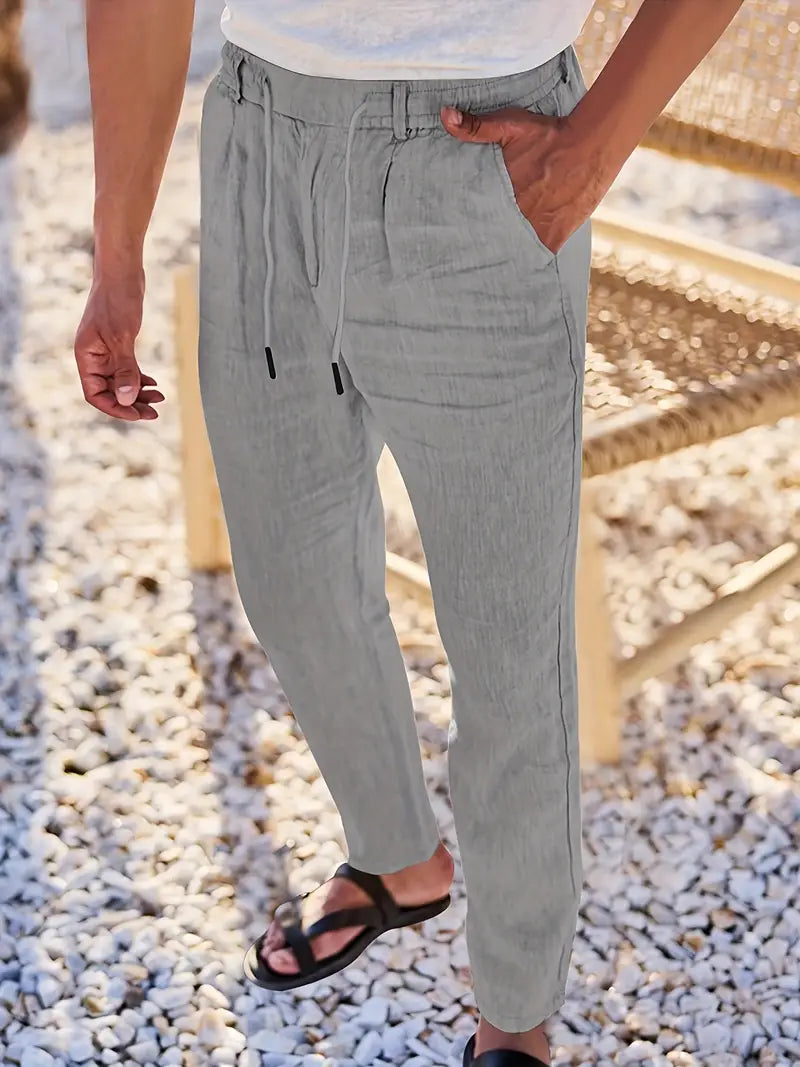 Lenoir™ | Pantalon ample en lin avec cordon de serrage