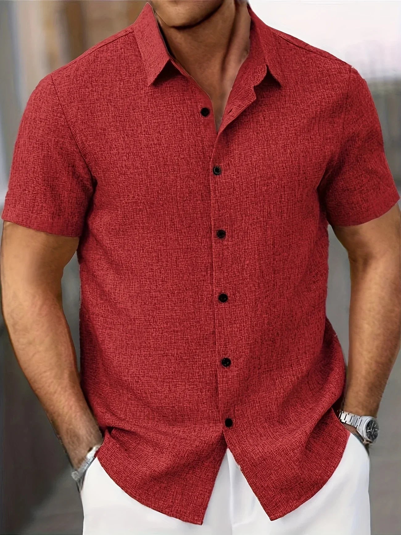 Lenoir™ | Chemise légère à manches courtes en mélange de lin