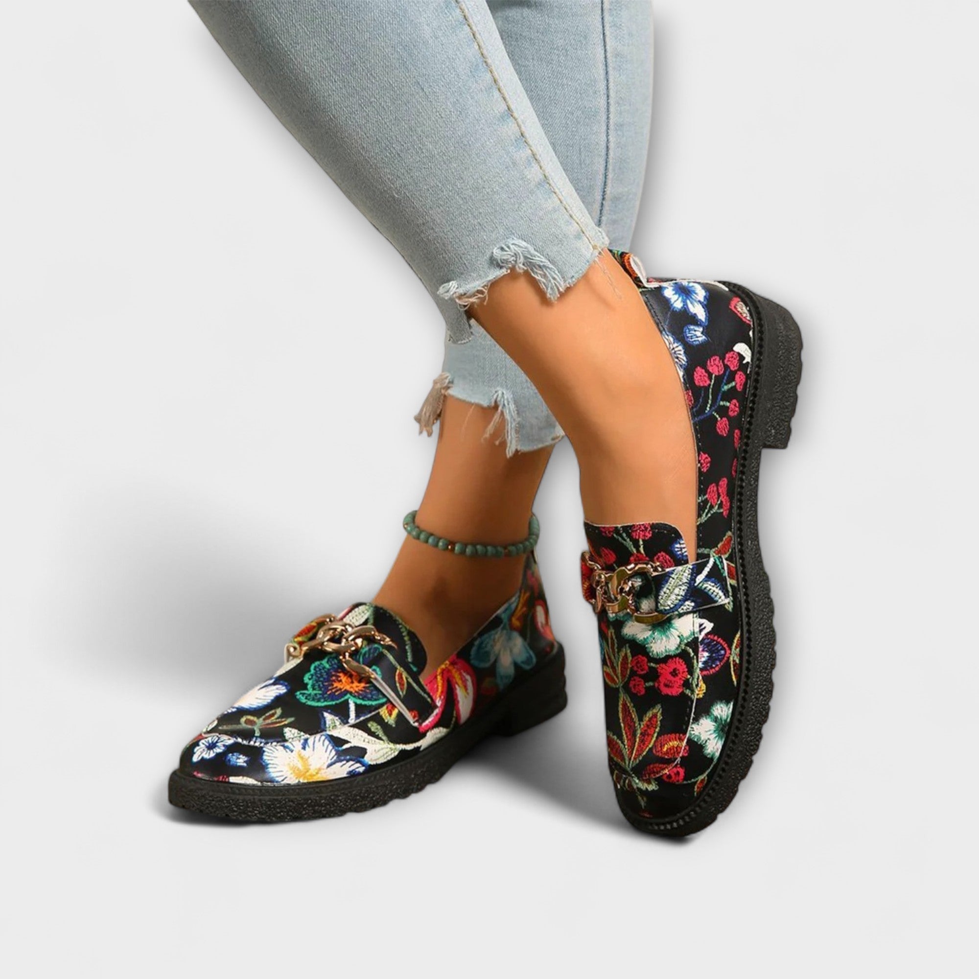 Lenoir™ | Mocassins Multicolores avec Motif Floral