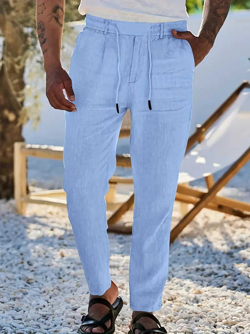 Lenoir™ | Pantalon ample en lin avec cordon de serrage