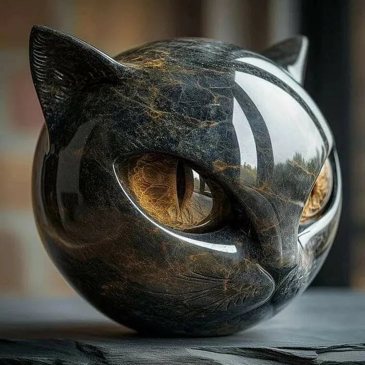Lenoir™ | Sculpture de tête de chat noire
