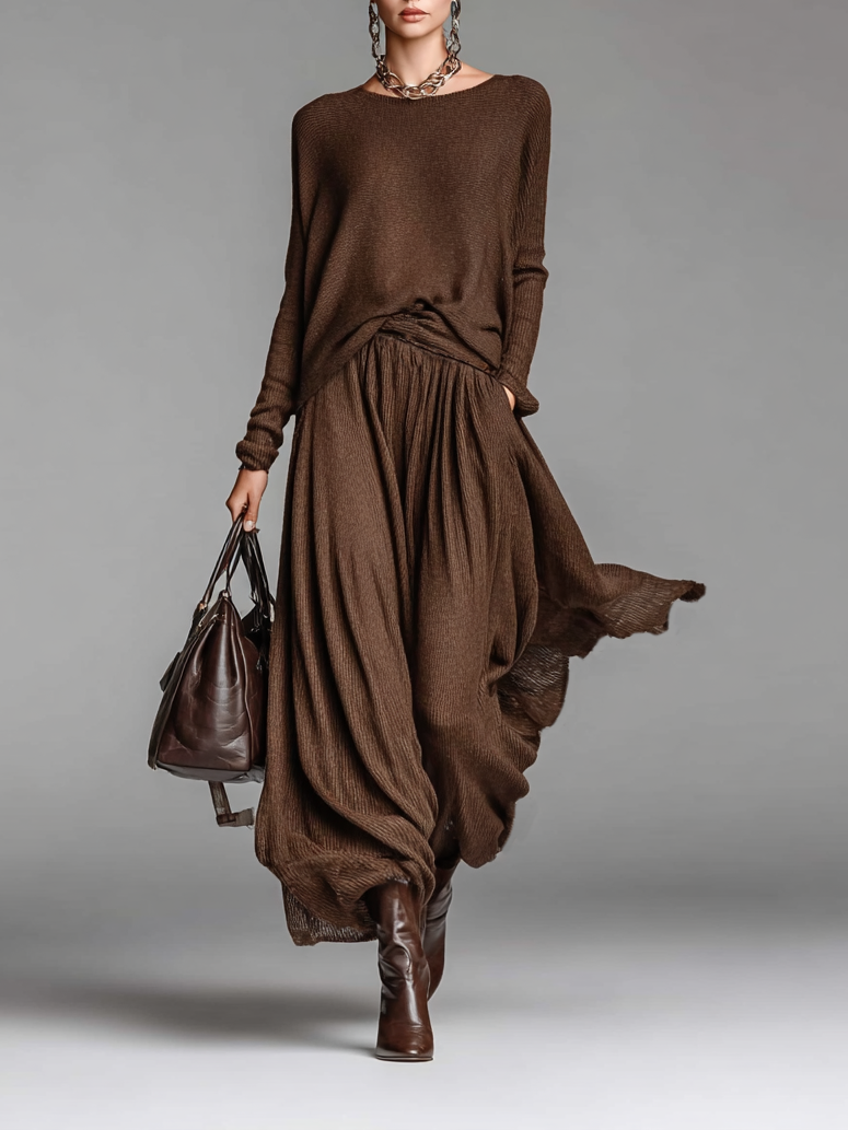 Lenoir™ | Ensemble Jupe et Pull à Col Rond