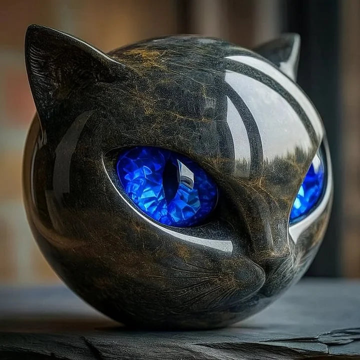 Lenoir™ | Sculpture de tête de chat noire