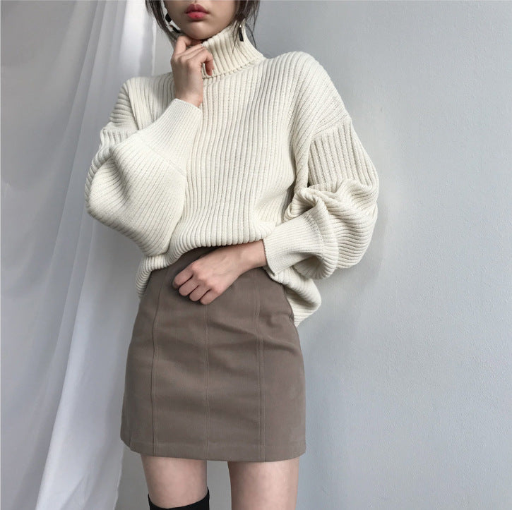 Lenoir™ | Luxe Pull à col roulé et à manches ballon