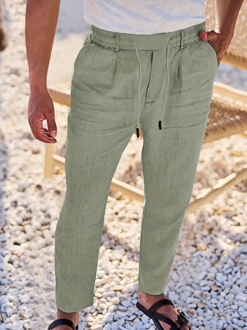 Lenoir™ | Pantalon ample en lin avec cordon de serrage