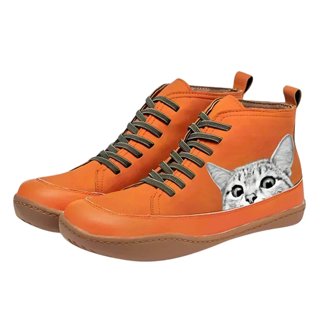 Lenoir™ | Bottines en cuir à motif chat