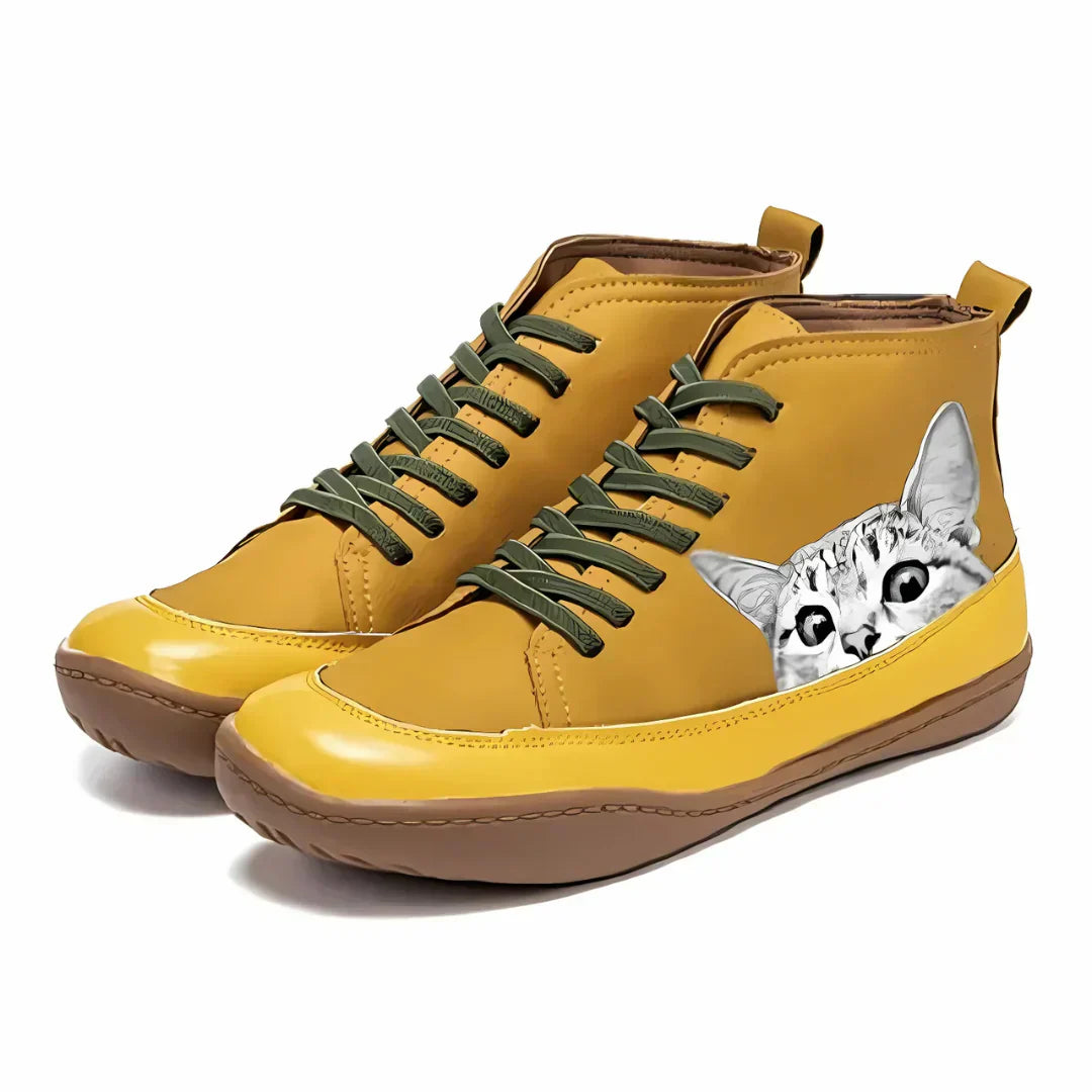 Lenoir™ | Bottines en cuir à motif chat
