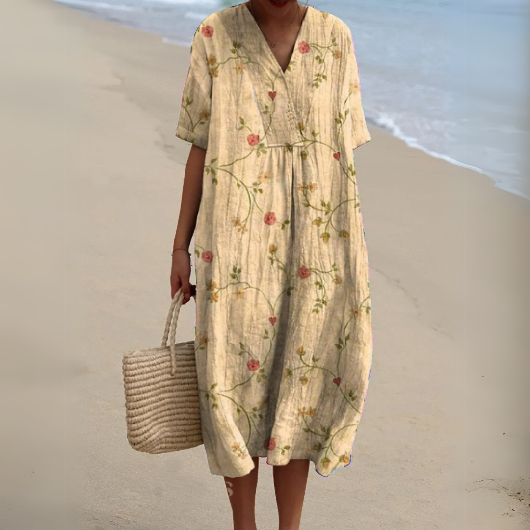 Claire | Robe d’été fleurie à encolure en V élégante