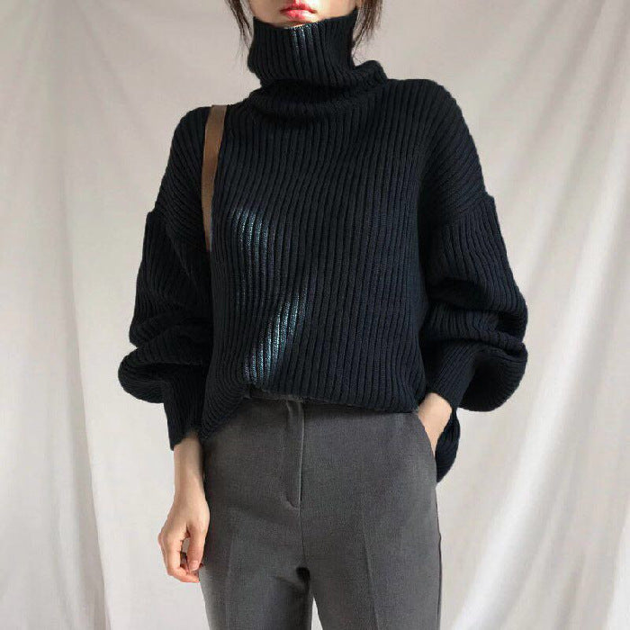 Lenoir™ | Luxe Pull à col roulé et à manches ballon