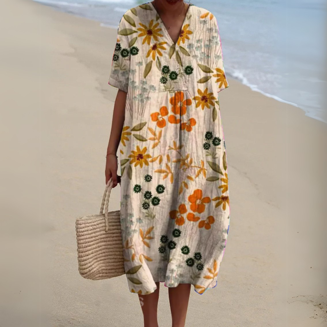 Claire | Robe d’été fleurie à encolure en V élégante