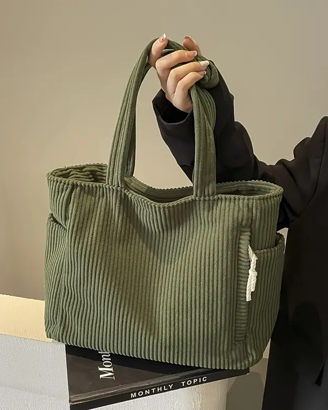 Lenoir™ | Sac cabas côtelé avec cordon de serrage