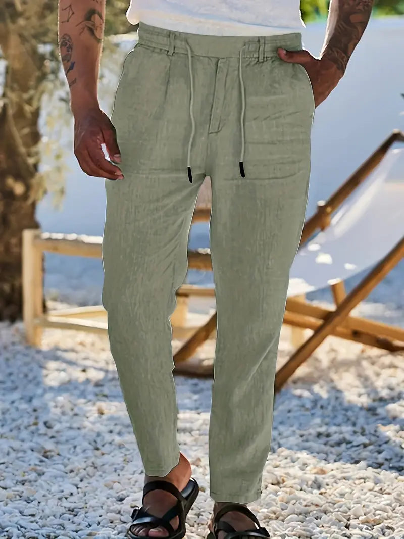 Lenoir™ | Pantalon ample en lin avec cordon de serrage