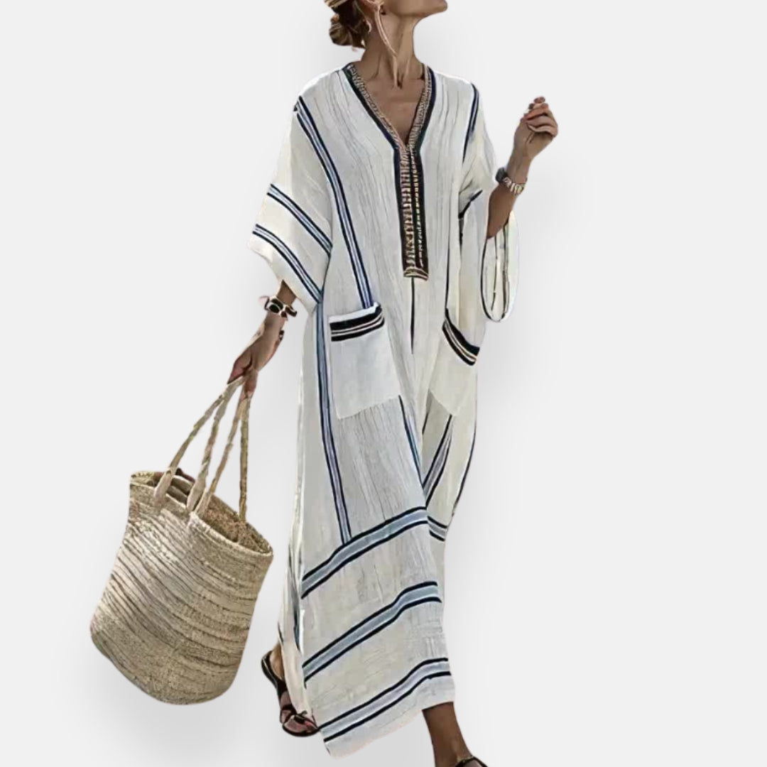 Lenoir™ | Robe kaftan à rayures et poches