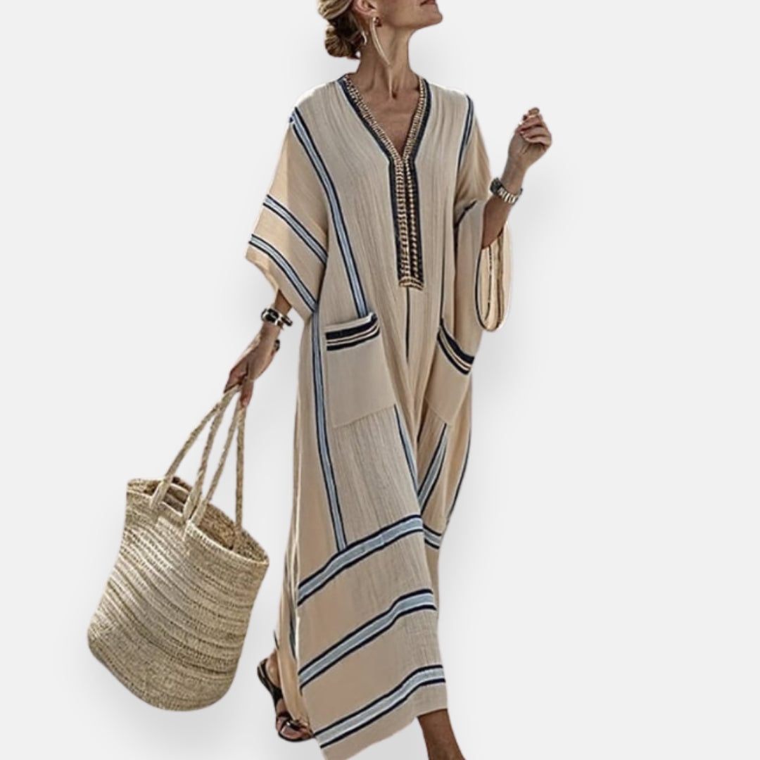 Lenoir™ | Robe kaftan à rayures et poches