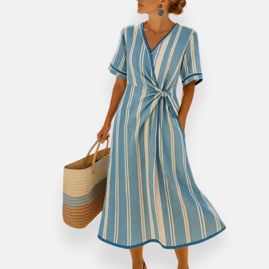 Lenoir™ | Robe à rayures et nœud drapé