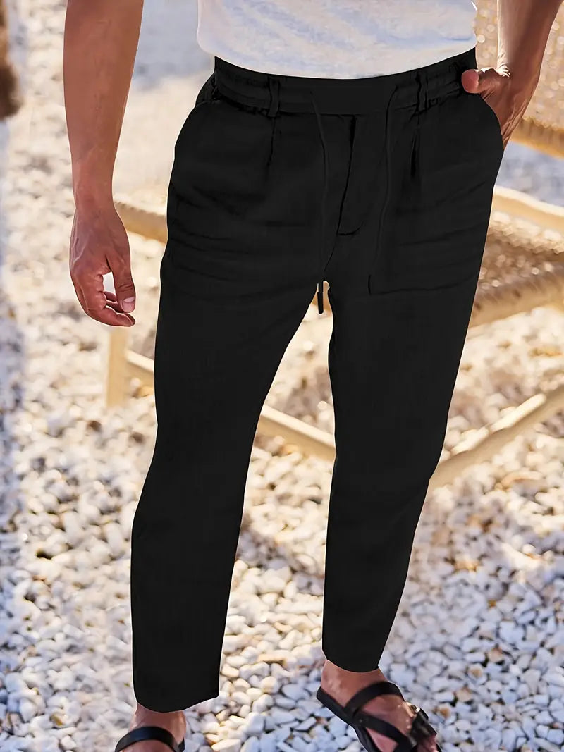 Lenoir™ | Pantalon ample en lin avec cordon de serrage